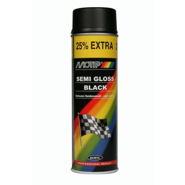 Motip Semi gloss Rallye zwart zijdeglans spuitbus 500 ml Semi gloss black Ontroesten Behandelen Anti Roest Rustbuster 220.04001