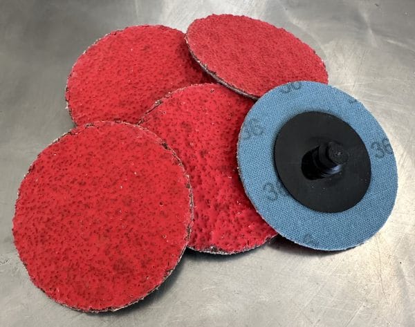 Schuurschijf 50 mm, Roloc Korrel 36, keramisch, per 5 stuks. Rustbuster