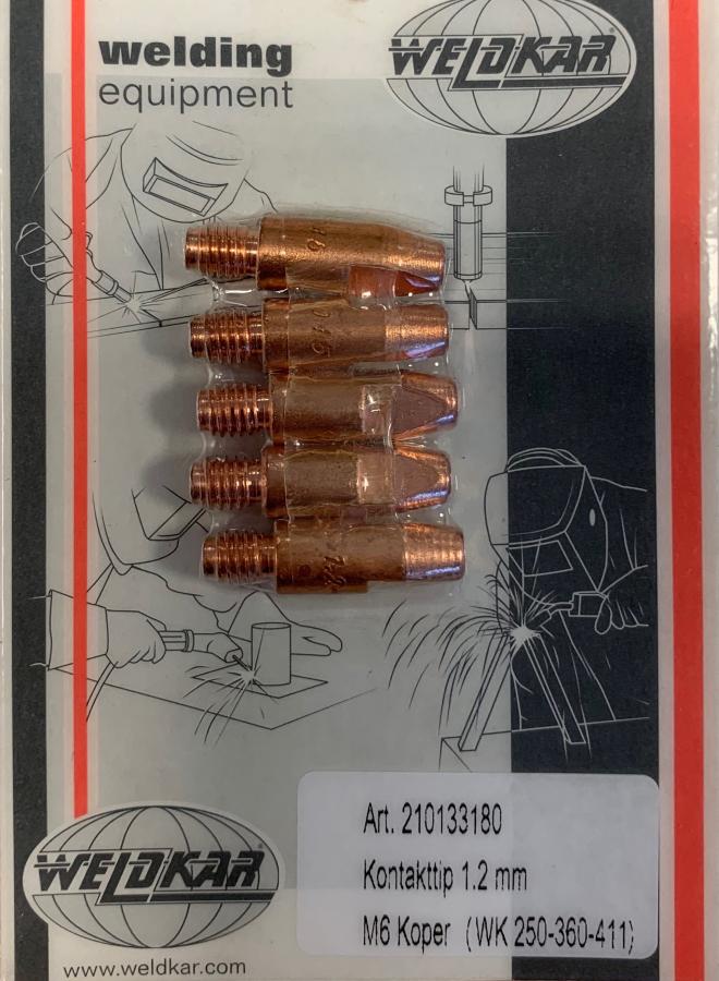 Contacttips 1,2 mm M6 5 stuks Dik – voor 250 A toorts