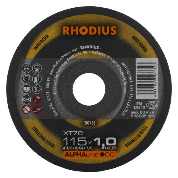 Doorslijpschijf Rhodius XT70 115 x 1