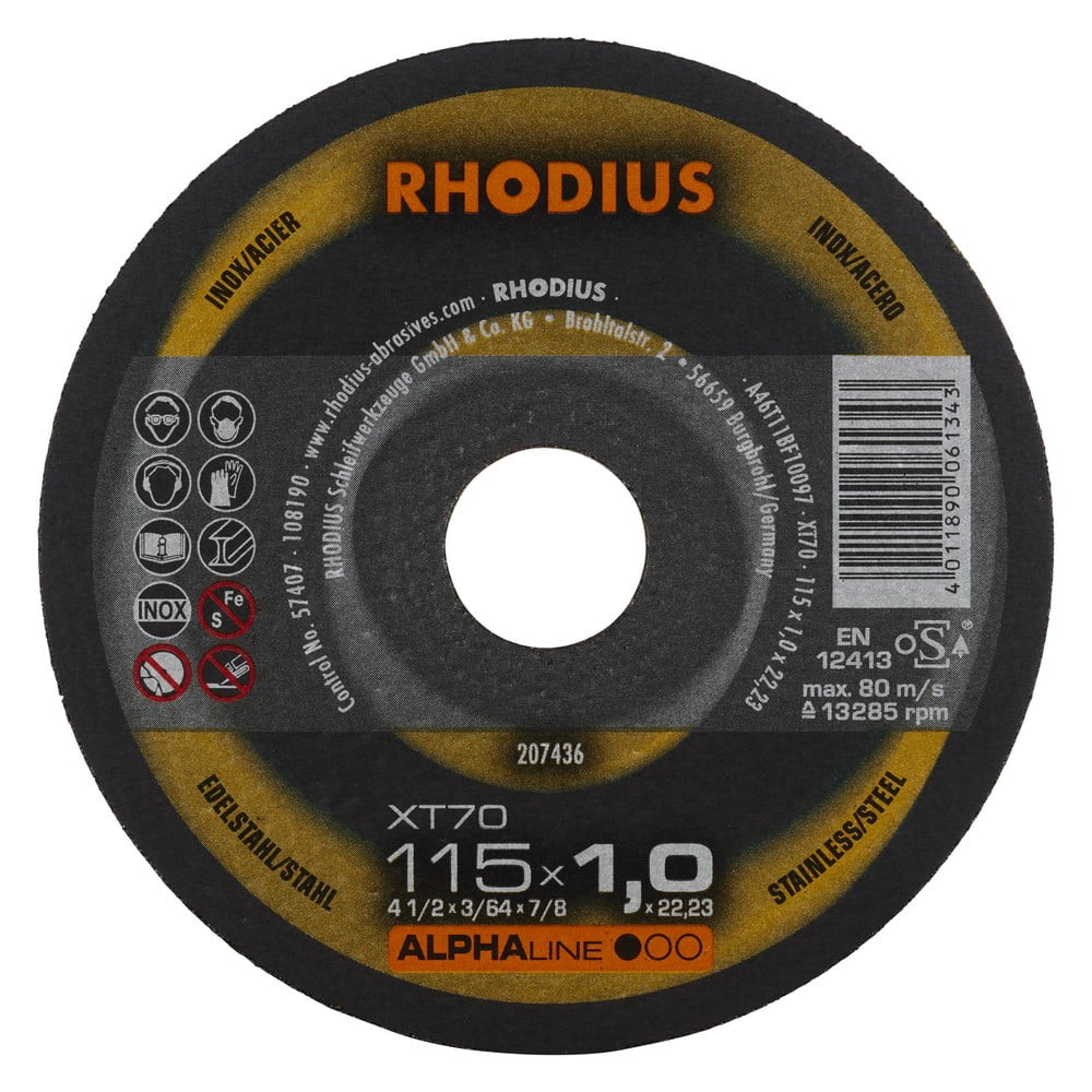 Doorslijpschijf Rhodius XT70 115 x 1