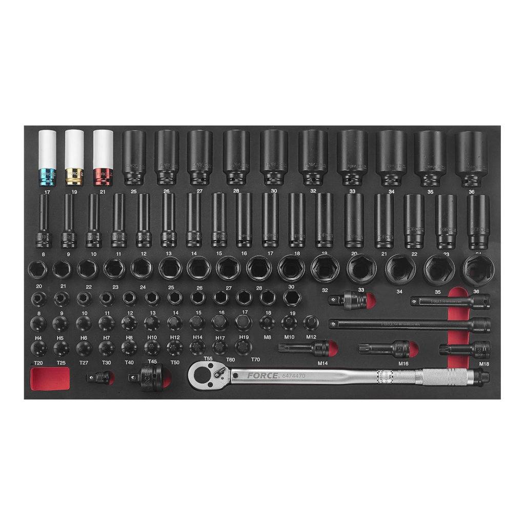 Gereedschapskar Force 8 laden 610 Delig Krachtdoppen Set Gereedschapswagen Rustbuster 180.10318-610