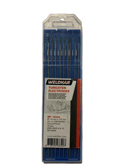 Wolfram elektroden (groen) 2.4 mm x 175 mm Weldkar- 10 stuks