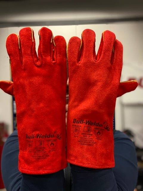 Lashandschoen gevoerd - rood Bull Weld1