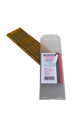 Wolfram elektroden (goud) 2.4 mm x 175 mm Weldkar- 10 stuks