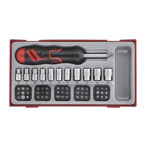 Bitsset met ratel TC-tray 64 delig Teng Tools Onderweg Gereedschap Kistje Bakje Rustbuster 240.TTMDRT64