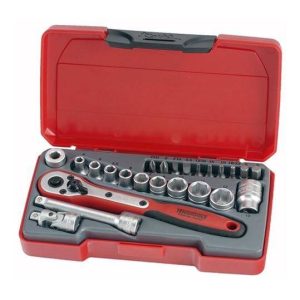 Doppen en Bitset 14 4-13 MM 24 Delig T1424 Teng Tools Gereedschap Doosje Meenemen Rustbuster 240.T1424