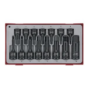 Krachtdoppen HEX TT9015HX 4-19 mm - 3 8 & 1 2 15 delig Teng Tools Verschillende Afmetingen Gereedschap Doppen Rustbuster 240.TT9015HX
