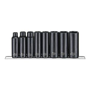 Slagdoppen set diep 3 8 8-19 mm 8 delig 9386 Teng Tools Slag Doppen Degelijk Gereedschap Garage Auto Oldtimer Rustbuster 240.9386
